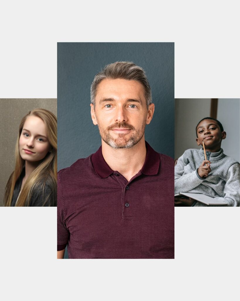 Home page 3 different ages and gender